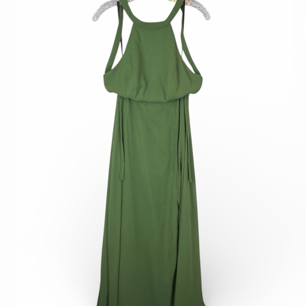 Vivian Diamon Dessy Collection Backless/Strappy Vineyard Green Chiffon Dress - Picture 3 of 8